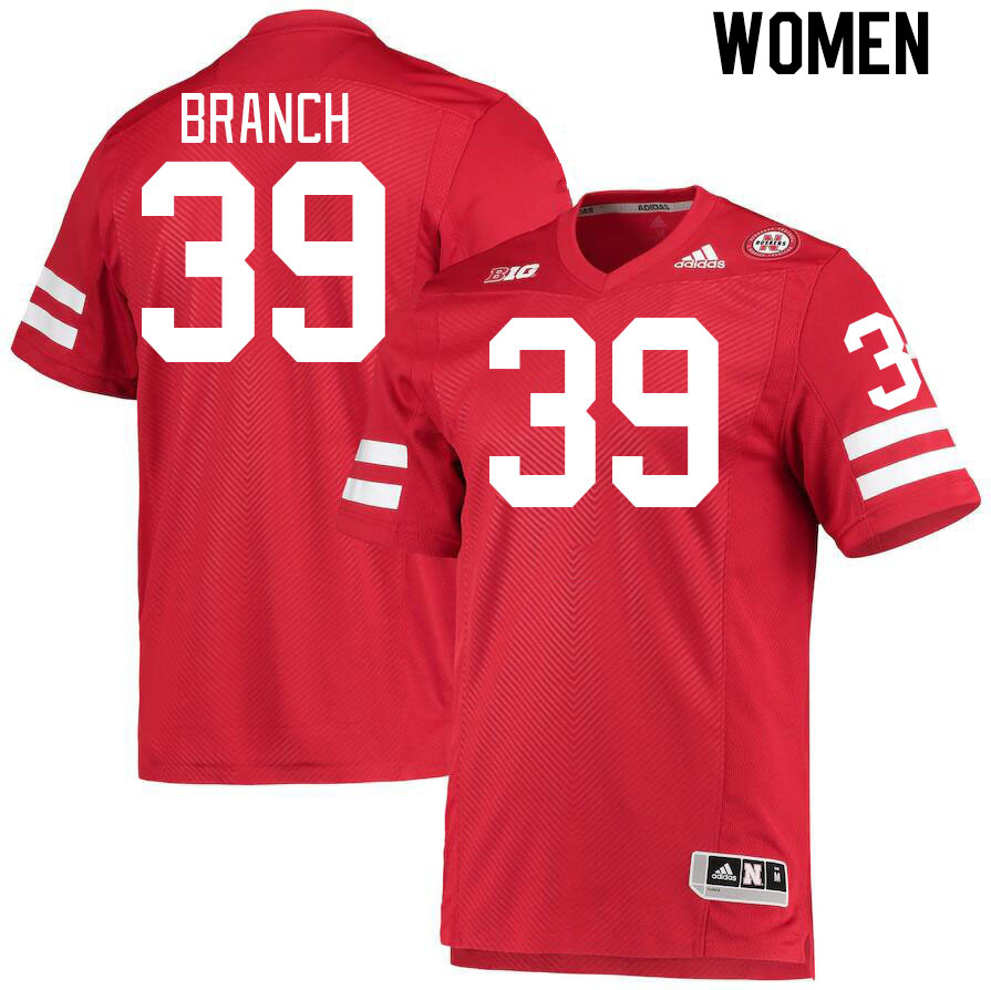 Women #39 Derek Branch Nebraska Cornhuskers College Football Jerseys Stitched Sale-Red - Click Image to Close